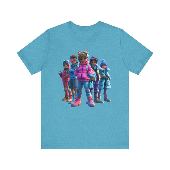 Fortnite Winter Adventure Squad T Shirt | Heather Aqua